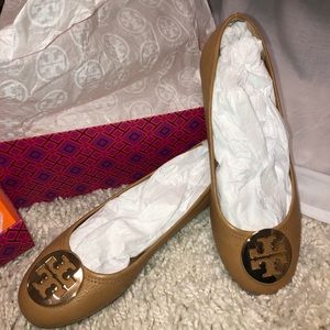 Tory Burch tan leather flats